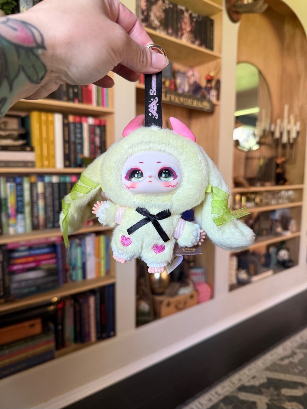 NIB Samuel Plush Mint Bunny Keychain with Pink Accents